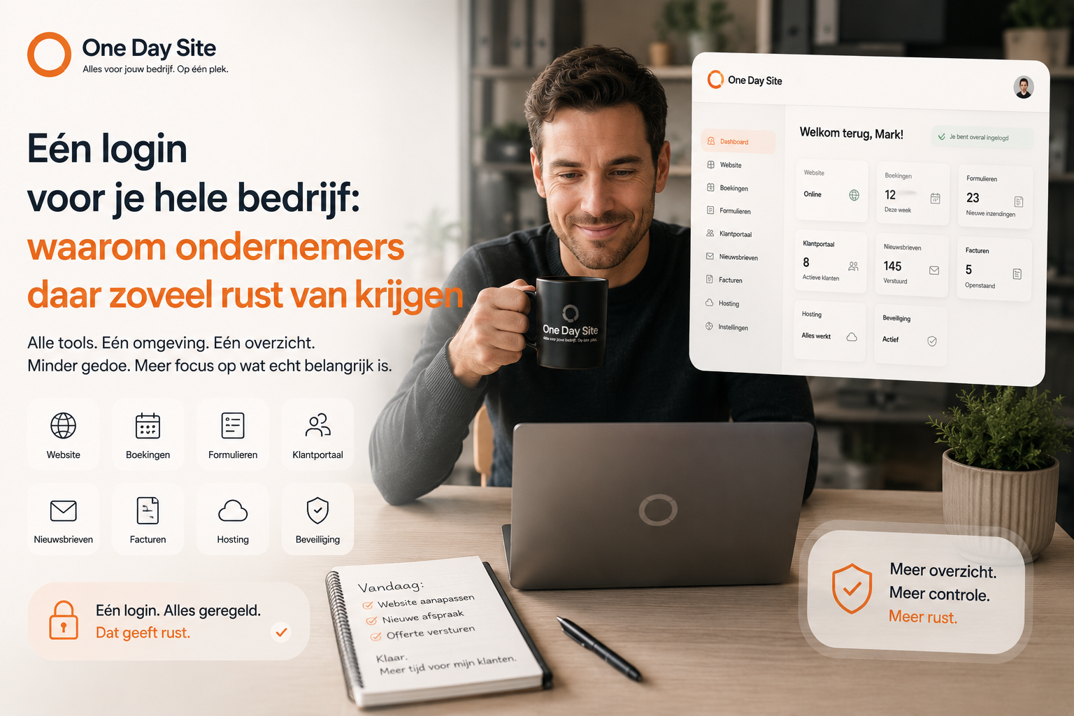 Eén login voor je hele bedrijf – waarom ondernemers daar zoveel rust van krijgen | One Day Site