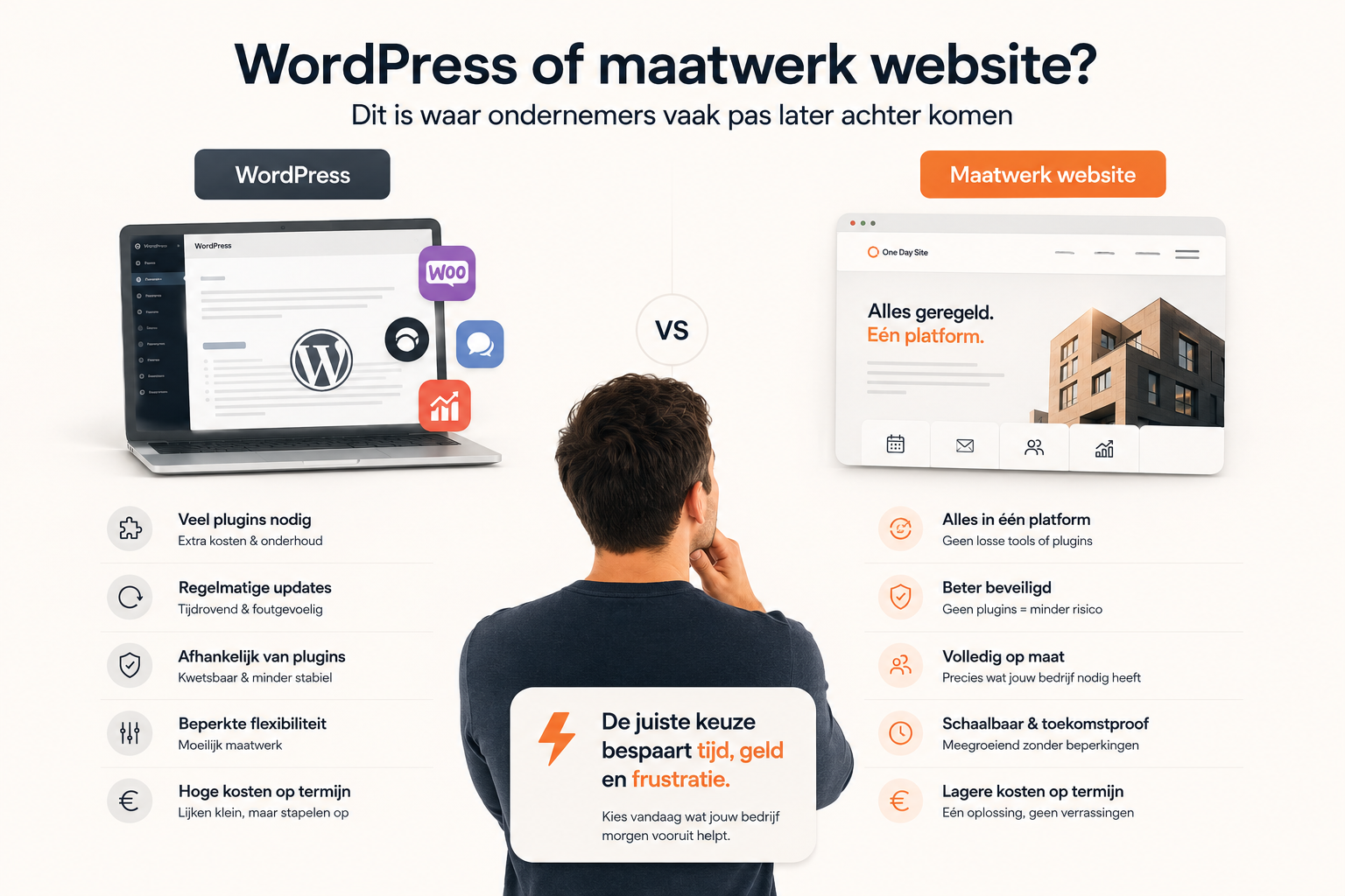 WordPress of maatwerk website: dit is waar ondernemers vaak pas later achter komen | One Day Site
