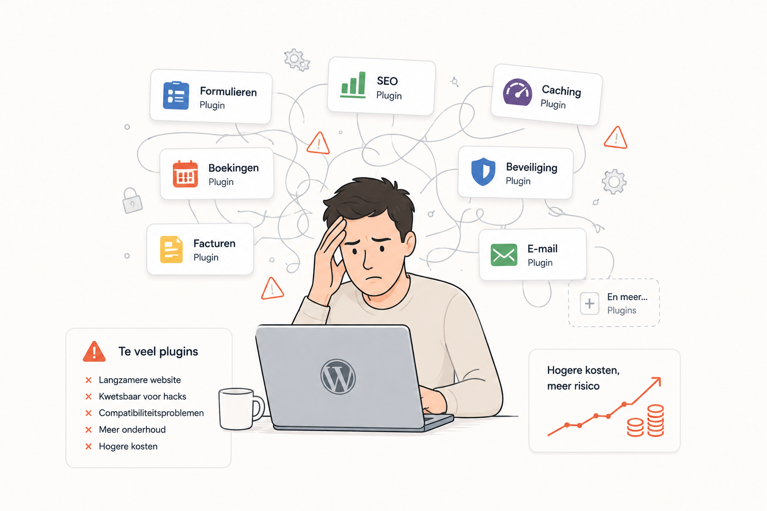 Waarom te veel WordPress plugins je website kwetsbaar én duur maakt | One Day Site